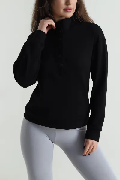 Siyah Çıtçıtlı Oysho Kadın Bluz 497722