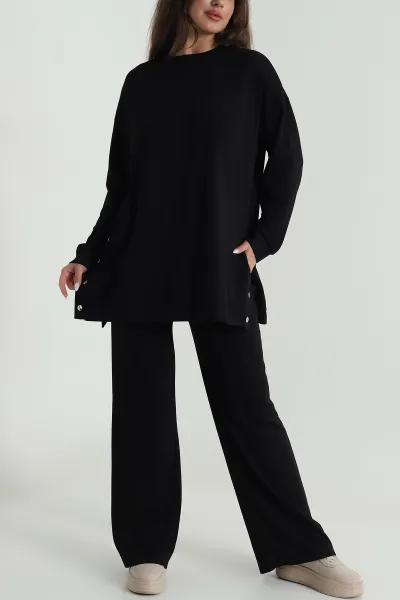 Siyah Çıtçıtlı Oysho Kadın Tunik Pantolon İkili Takım 489008