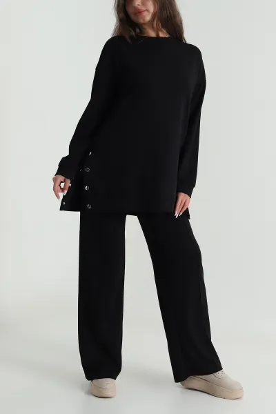 Siyah Çıtçıtlı Oysho Kadın Tunik Pantolon İkili Takım 489008