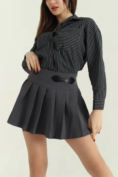 Siyah Çizgili Oversize Poplin Kumaş Gömlek 336466