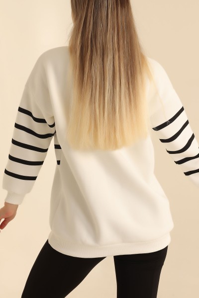 Siyah Çizgili Şardonlu Bayan Sweat 217578