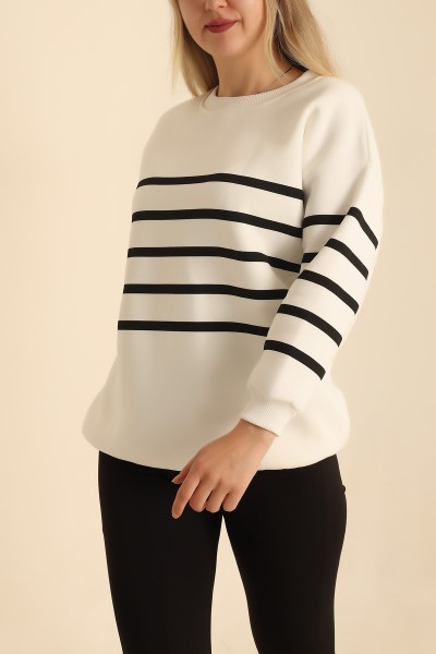 Siyah Çizgili Şardonlu Bayan Sweat 217578