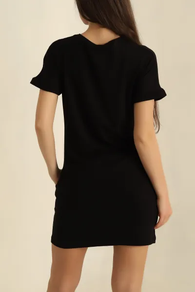 Siyah Dabıl Kol Süprem Cepli Elbise 261671