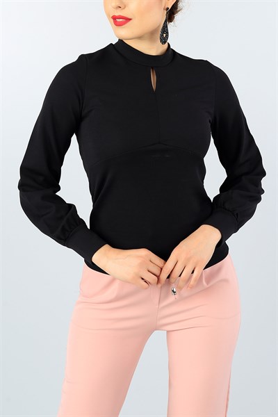 Siyah Damlalı Scuba Bluz 40329