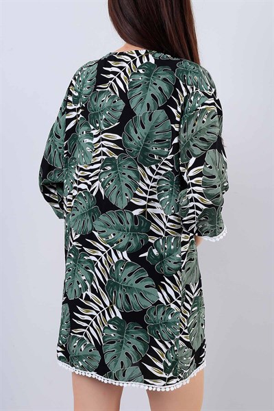 Yeşil Dantel İşlemeli Kimono 15810B