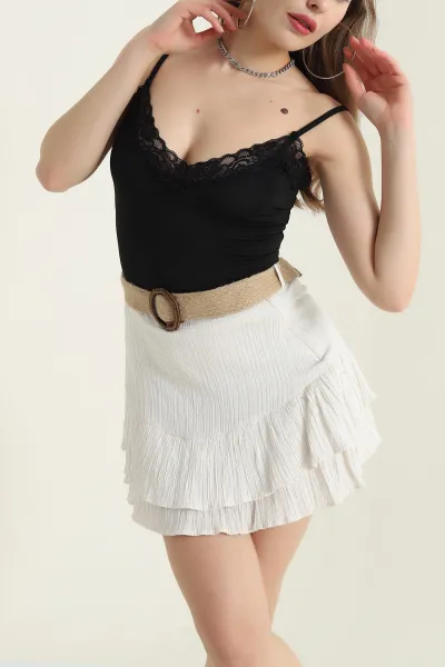 Siyah Dantelli İp Askılı Scuba Kadın Bluz 432373