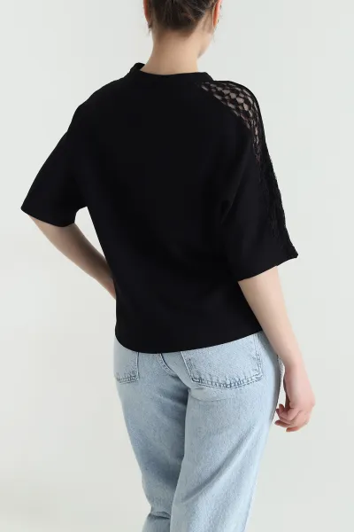 Siyah Dantelli Modal Kadın Bluz 451358