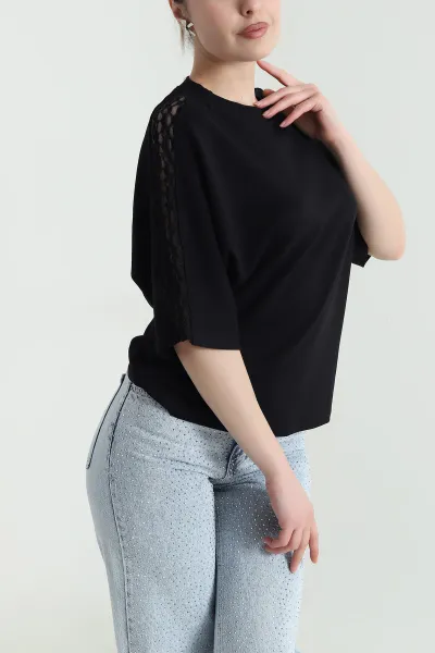 Siyah Dantelli Modal Kadın Bluz 451358