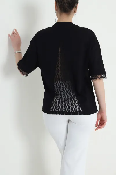 Siyah Dantelli Modal Kadın Bluz 454072