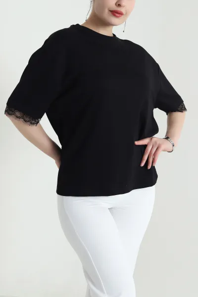 Siyah Dantelli Modal Kadın Bluz 454072