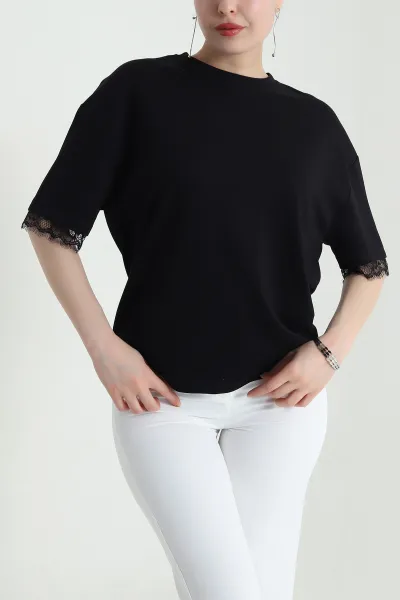 Siyah Dantelli Modal Kadın Bluz 454072