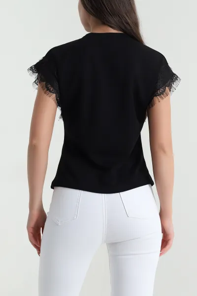 Siyah Dantelli Modal Kadın Bluz 459420
