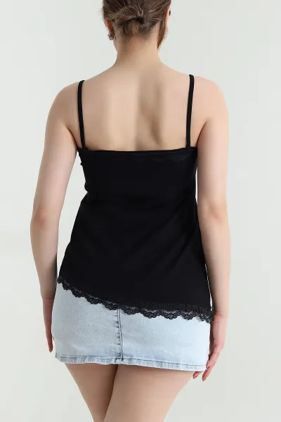 Siyah Dantelli Modal Kadın Bluz 468041
