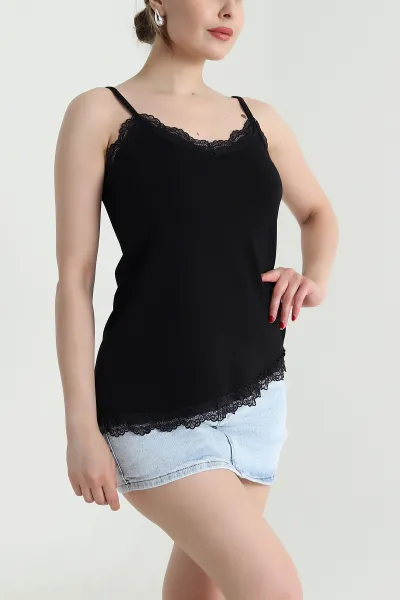 Siyah Dantelli Modal Kadın Bluz 468041