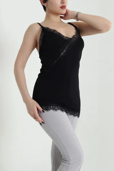 Siyah Dantelli Sandy Kadın Bluz 454517