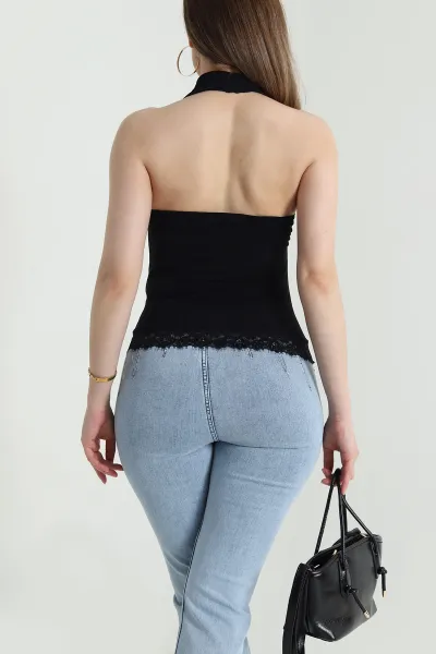 Siyah Dantelli Sandy Kadın Bluz 464068