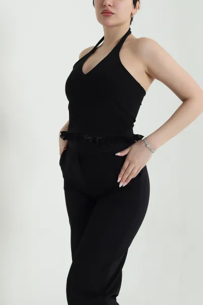 Siyah Dantelli Tasarım Kadın Bluz 447730