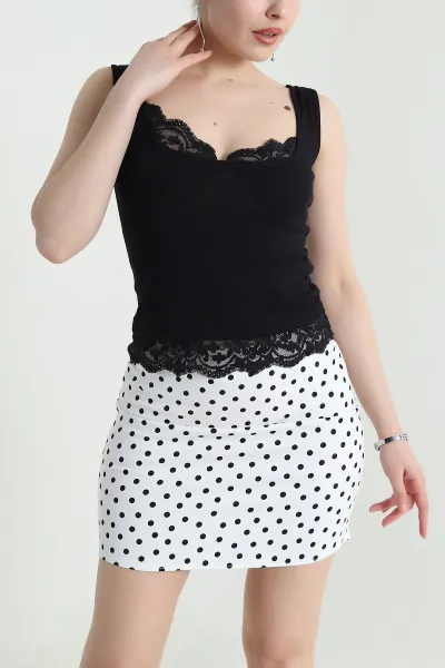 Siyah Dantelli Tasarım Kadın Bluz 455583