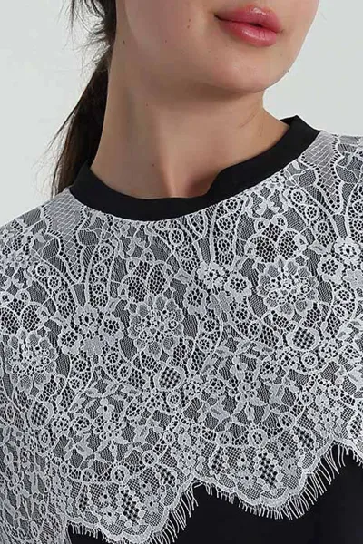 Siyah Dantelli Tül Kadın Bluz 458372