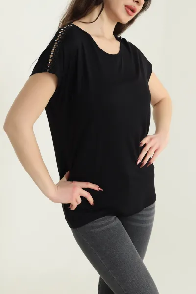 Siyah Dantelli Viskon Kadın Bluz 433775