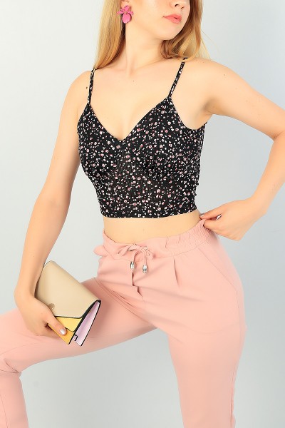 Siyah Desenli Askılı Bluz 71236
