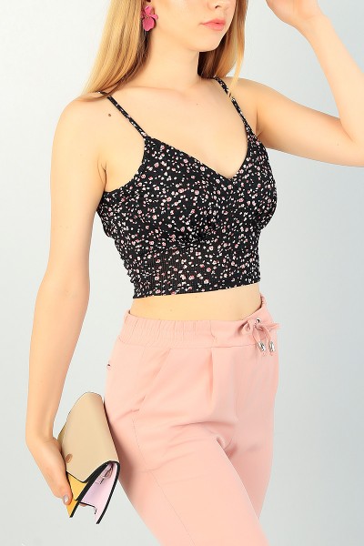 Siyah Desenli Askılı Bluz 71236