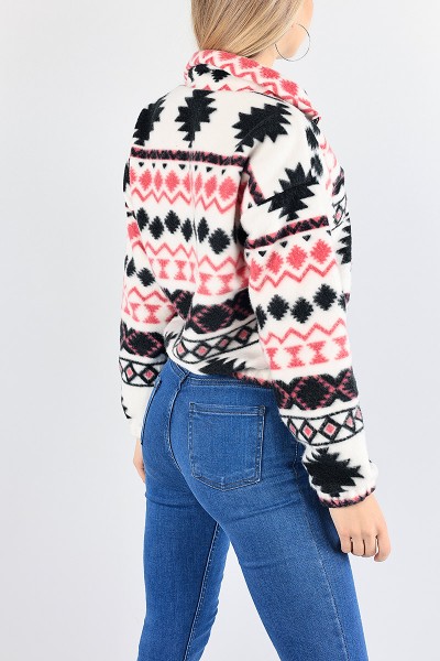 Siyah Desenli Bayan Polar Sweat 87684