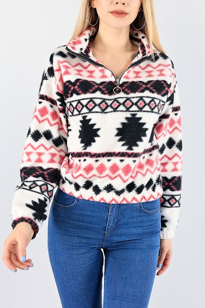 Siyah Desenli Bayan Polar Sweat 87684