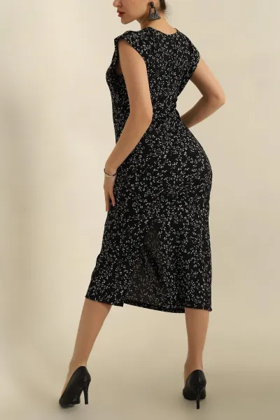Siyah Desenli Helen Kumaş Elbise 269352
