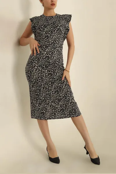 Siyah Desenli Helen Kumaş Elbise 269354