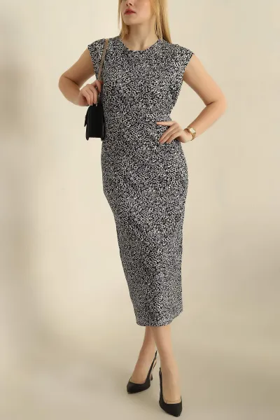 Siyah Desenli Helen Kumaş Elbise 269358