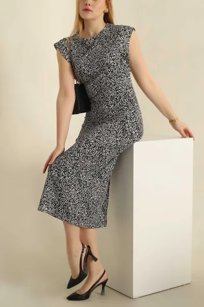 Siyah Desenli Helen Kumaş Elbise 269358
