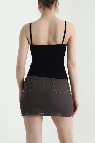 Siyah Destekli İp Askılı Kadın Atlet 438462
