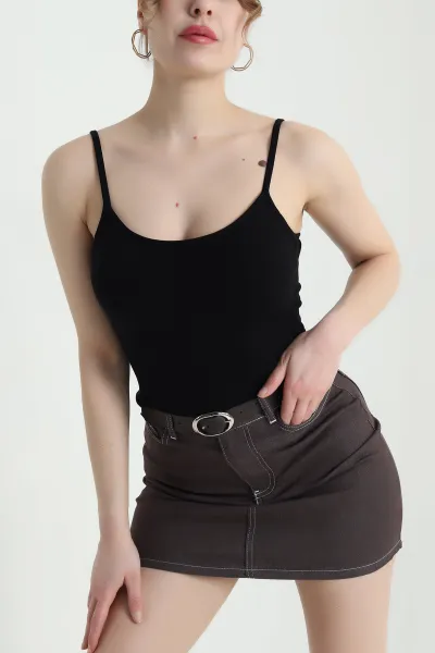 Siyah Destekli İp Askılı Kadın Atlet 438462