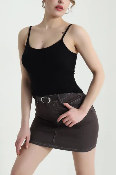 Siyah Destekli İp Askılı Kadın Atlet 438462