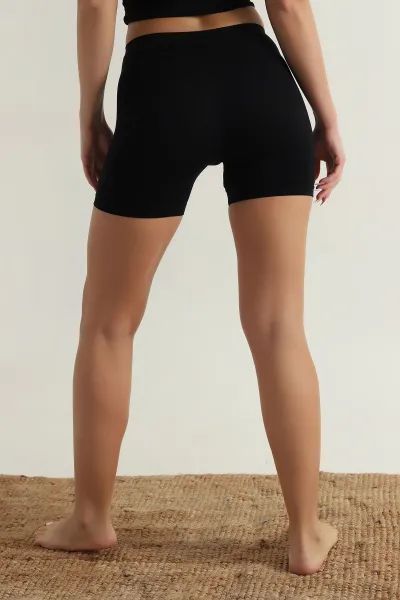 Siyah Dikişsiz Likralı Kadın Boxer 404191