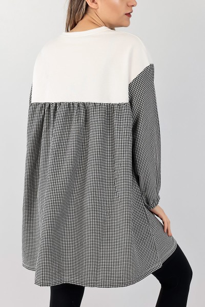 Siyah Dokuma Kumaş Garnili Tunik 101034
