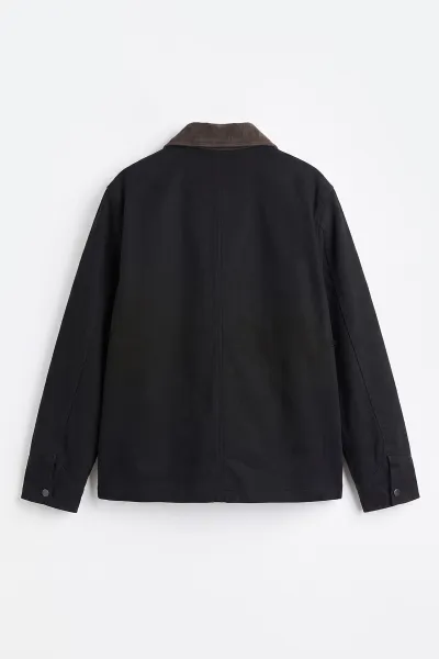 Siyah Dolumlu Polo Yakalı Gabardin Kadın Mont 500205