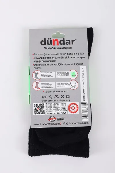 Siyah Dört Mevsim Unisex Bambu Diyabetik Çorap (36-40) 423028