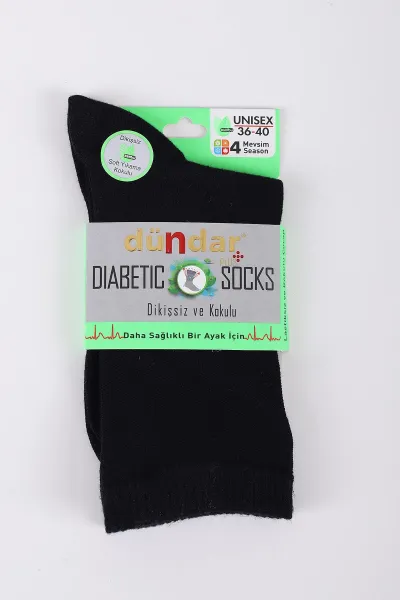 Siyah Dört Mevsim Unisex Bambu Diyabetik Çorap (36-40) 423028