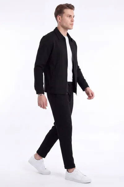 Siyah Double Kumaş Ceketli Erkek İkili Takım 469587