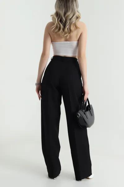 Siyah Double Kumaş Palazzo Kadın Pantolon 474447