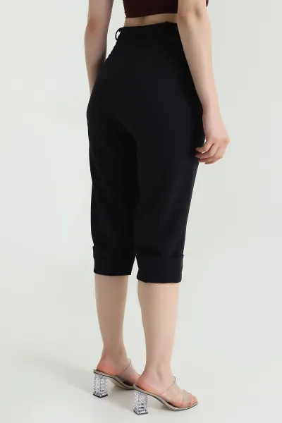 Siyah Double Paça Kapri Kadın Pantolon 470230