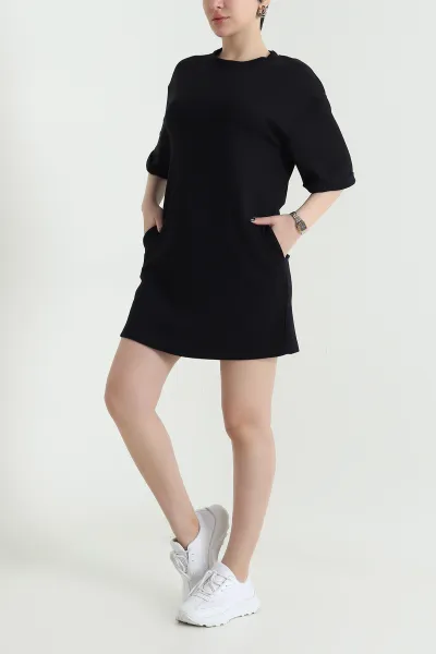 Siyah Duble Kol Modal Kadın Elbise 452718