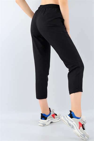 Siyah Duble Paça Bayan Poplin Pantolon 38714