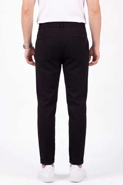 Siyah Duble Paça Double Kumaş Pantolon 472198