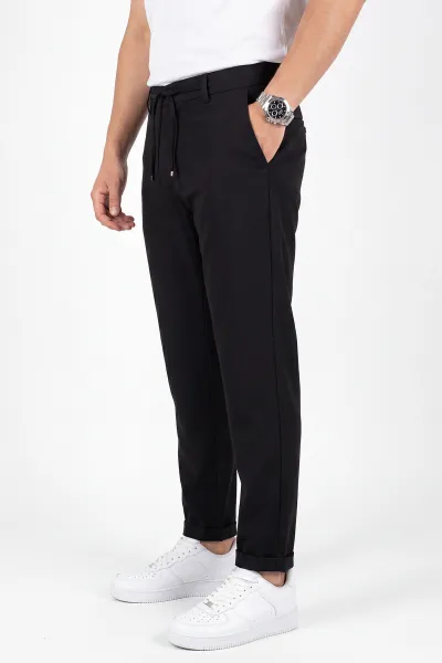 Siyah Duble Paça Double Kumaş Pantolon 472198
