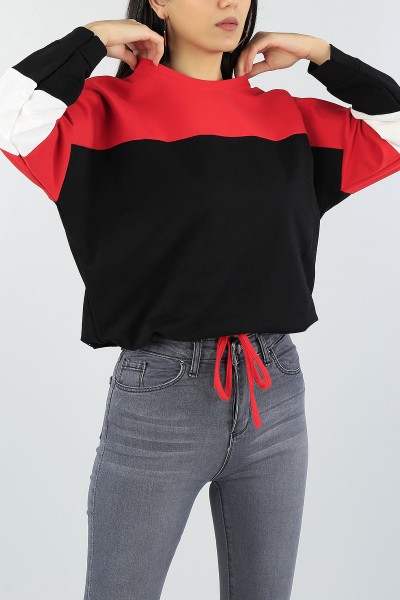 Siyah Eklemeli Bayan Sweat 55549