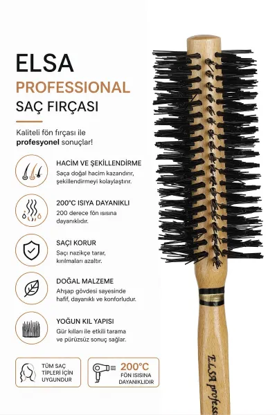 Siyah Elsa Professional 191 Naturel Saç Fön Fırçası 462350
