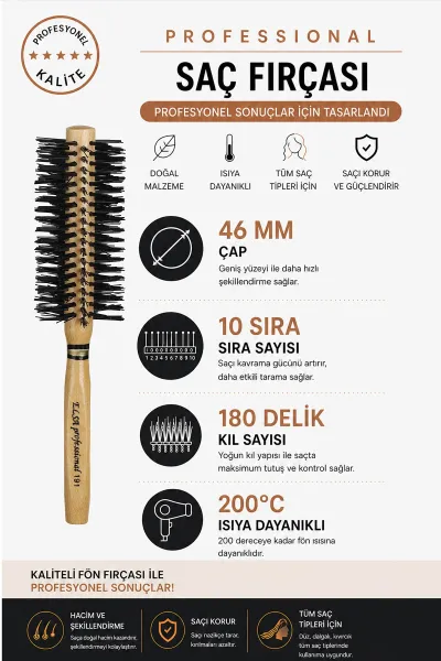 Siyah Elsa Professional 191 Naturel Saç Fön Fırçası 462350
